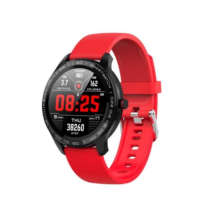 Red Offre spéciale montre intelligente Microwear L9 1.3 pouces écran tactile rond complet 300mAh PPG + ECG fréquence cardiaque IP68