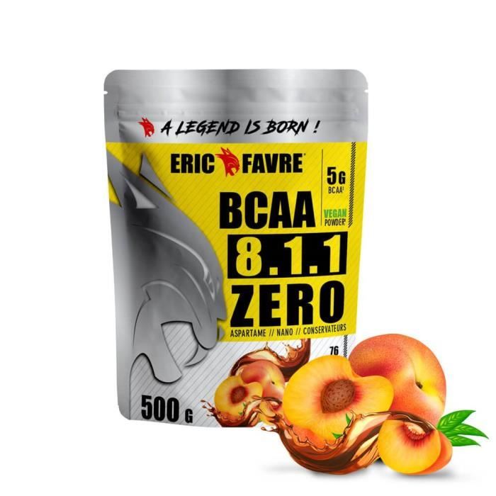 BCAA POUDRE 8.1.1 Zero - Acides Aminés Musculation Vegan 500 Gr - Laboratoire Français Eric Favre (Thé Pêche)