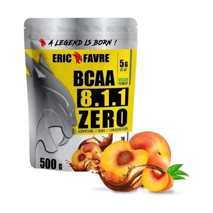 BCAA POUDRE 8.1.1 Zero - Acides Aminés Musculation Vegan 500 Gr - Laboratoire Français Eric Favre (Thé Pêche)