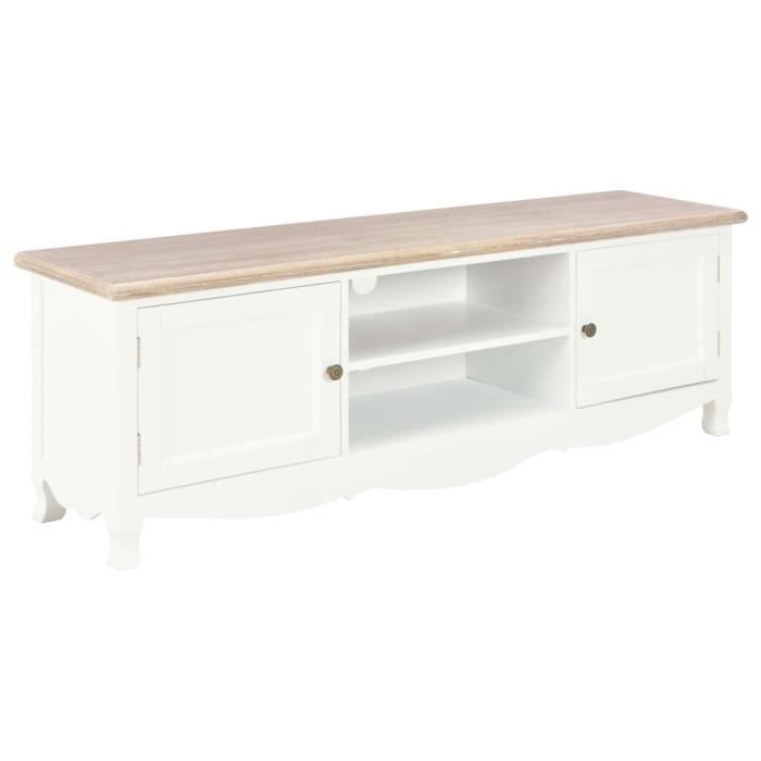 Meuble TV pour Télévision Meuble HIFI Style Scandinave Blanc 120 x 30 x 40 cm Bois