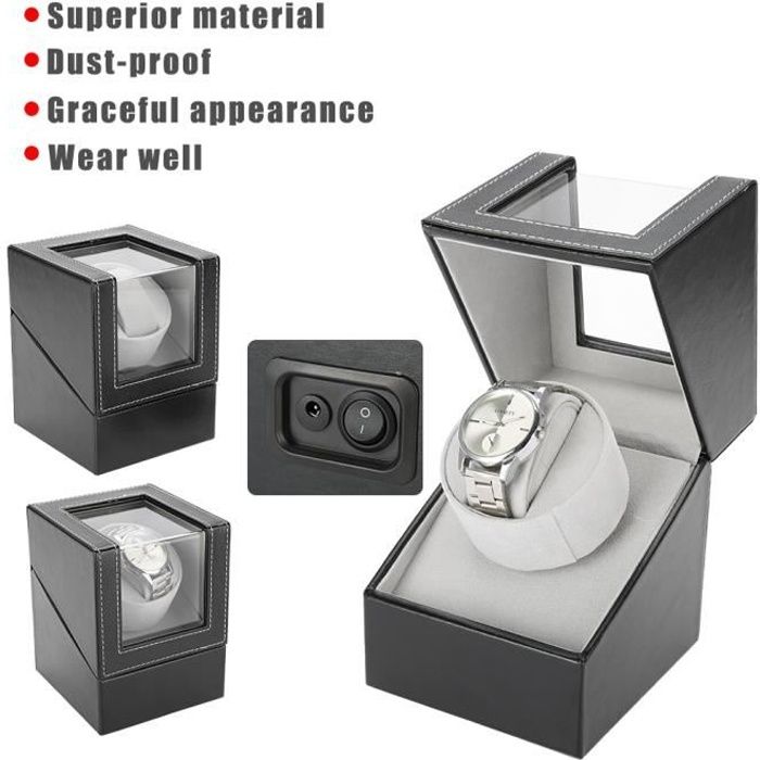 Remontoir de Montre Automatique en PU Montre Boîte de Rangement D'affichage 12*13*16cm -PAI
