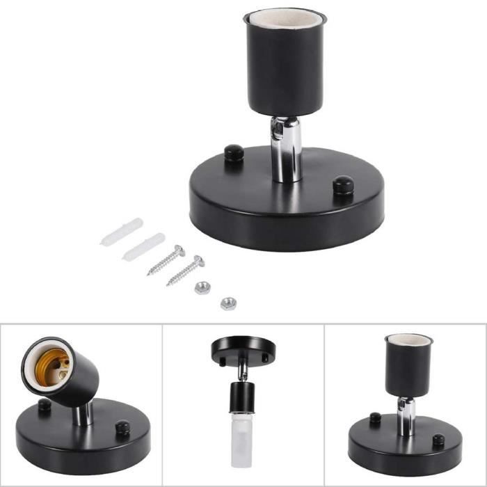 Cuque Douille d'ampoule E27 Moderne Edison Vintage Plafonnier Lampe Murale Support D'ampoule Prise 180 ° Rotatif Noir