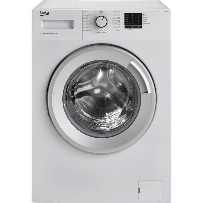 Lave-linge hublot BEKO WTE7611SY - 7 kg - Classe A+++ - 1200 tours/min - Silver