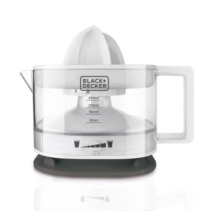 Presse-agrumes BLACK+DECKER BXCJ25E de 25W, réservoir 350ml, double sens de rotation, filtre à pulpe réglable