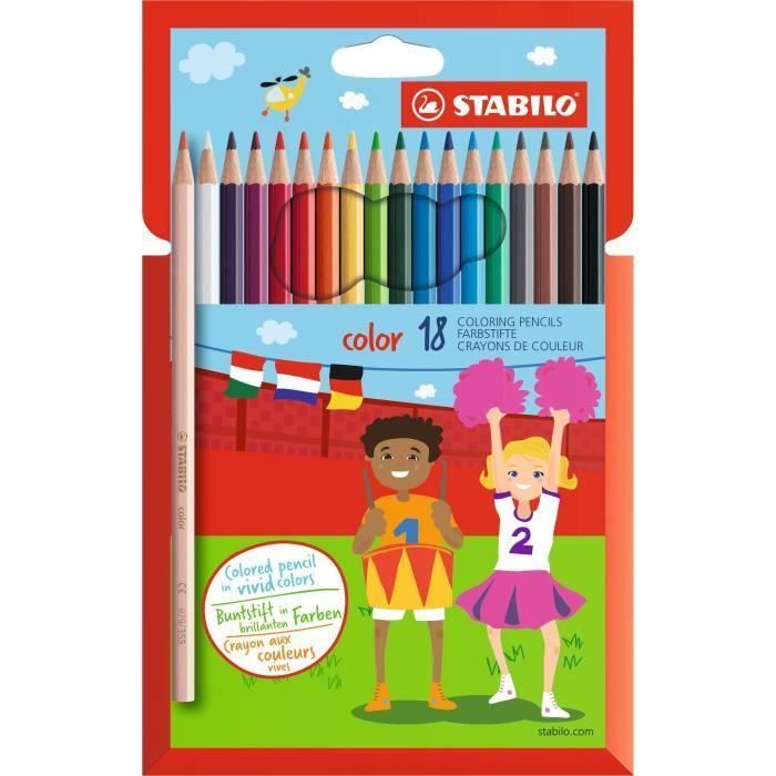 STABILO 18 crayons de couleur STABILO Color (Lot de 3)