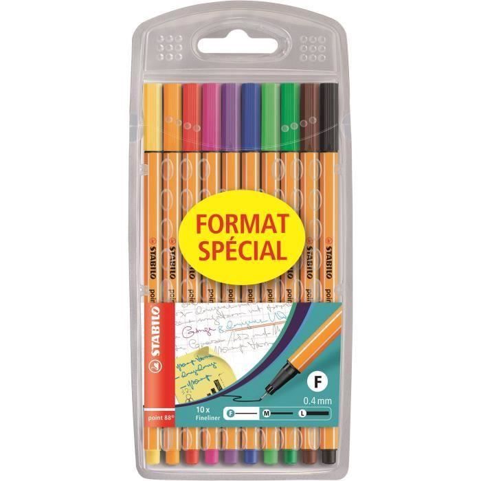 STABILO 10 stylos-feutres STABILO point 88 -FORMAT SPECIAL- (Lot de 3)