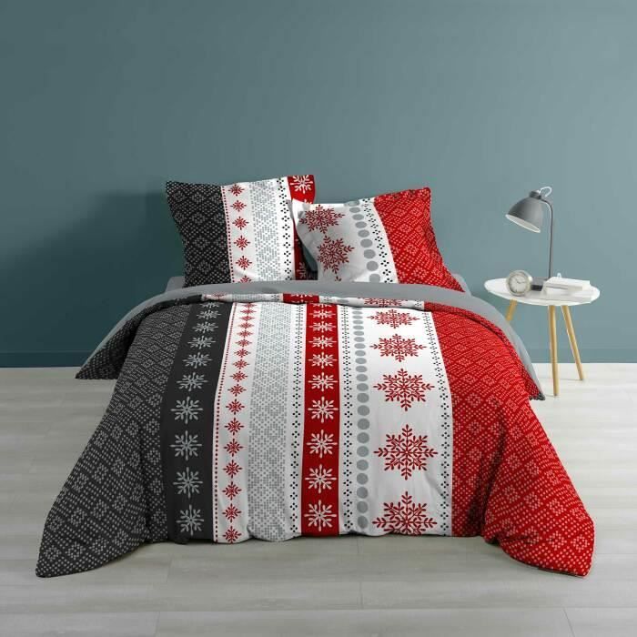 PARURE DE LIT 3 PIECES 240 x 220 CM IMPRIME 57 FILS ALLOVER PYRENEE