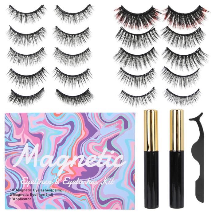 EJ.life Cils magnétiques et eye‑liner Kit d'Eye-liner de Cils Magnétiques Faux Cils Magnétiques Eyeliner Liquide Pince à