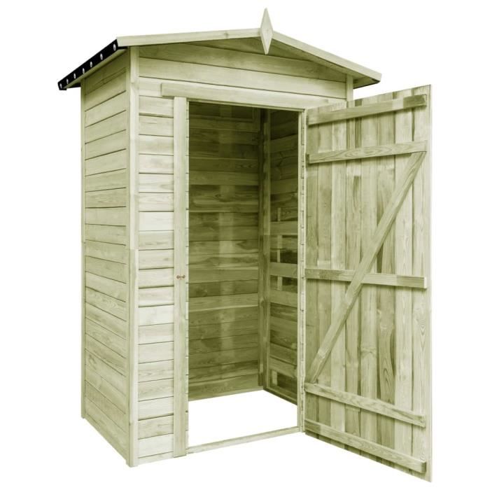 HEG Cabanes Abri de stockage de jardin Bois de pin, imprégné de vert 150 x 100 x 210 cm Avec une serrure brun 7895335335063