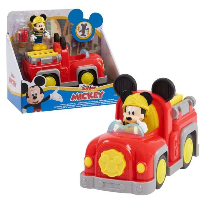 Mickey, Véhicule avec 1 figurine 7,5 cm et 1 accessoire, Modèle Pompier, Jouet pour enfants dès 3 ans, MCC063