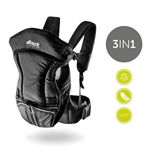 Hauck 3 Way Carrier, Porte Bébé Physiologique de la Naissance à 12 kg, avec Appuie Tête, Bavette Amovible, Haut Niveau de Confort,