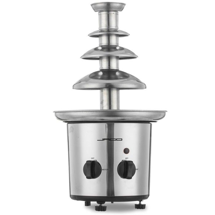 Jago® Fontaine à Chocolat - 275 W, 4 Étages, Capacité 1 kg, Électrique, en Acier Inoxydable, Argenté - Fondue au Chocolat, Fruits