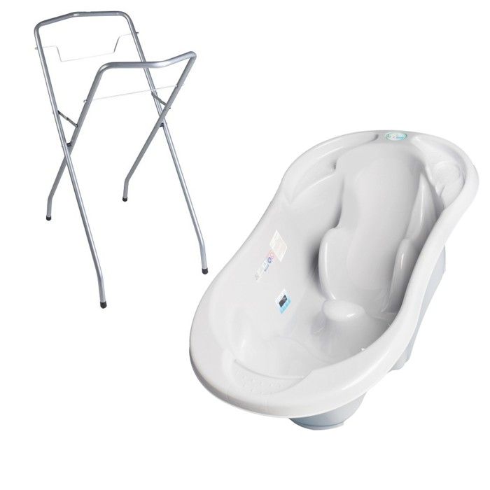 Baignoire bébé avec réducteur intégré Gris + Pied