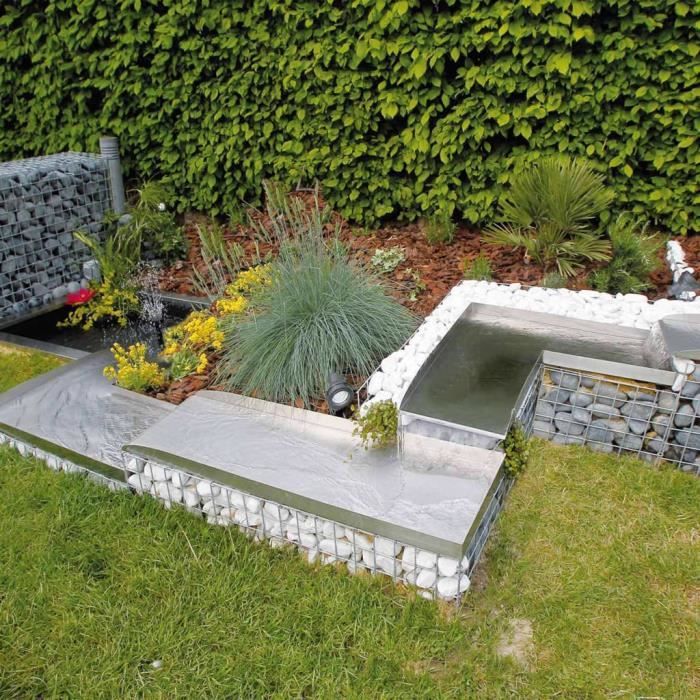 9947LIFE® Magnifique Cascade Lame d'Eau Fontaine Jardin Bassin Étang - Cascade Chute d‘Eau Acier inoxydable Wolga Élément de coin d