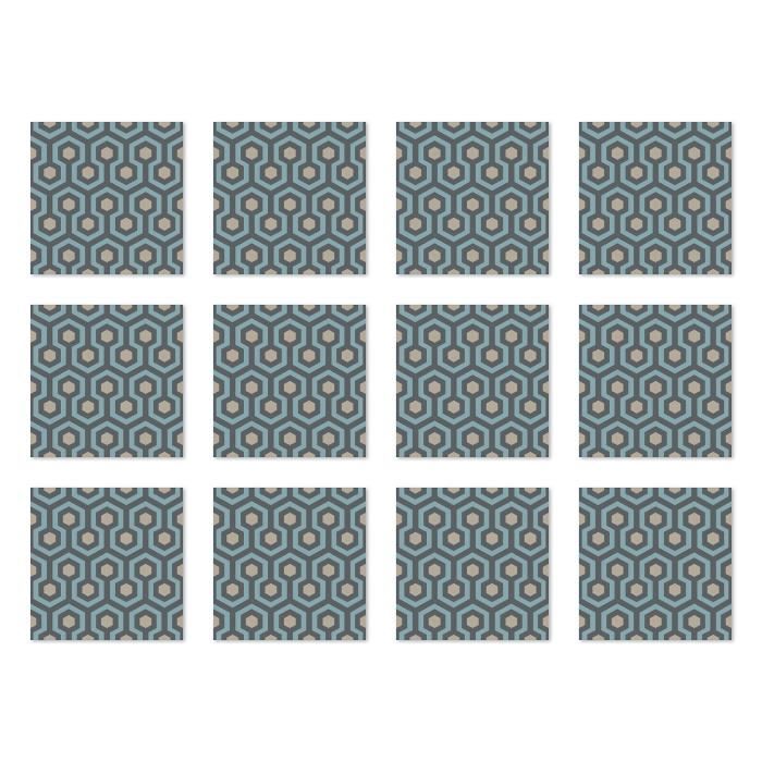 Panorama Stickers Carrelage Adhésif Cuisine 24 Pièces de 20x20cm The Shinig Bleue - Autocollant adhésif en Vinyle pour Carreaux
