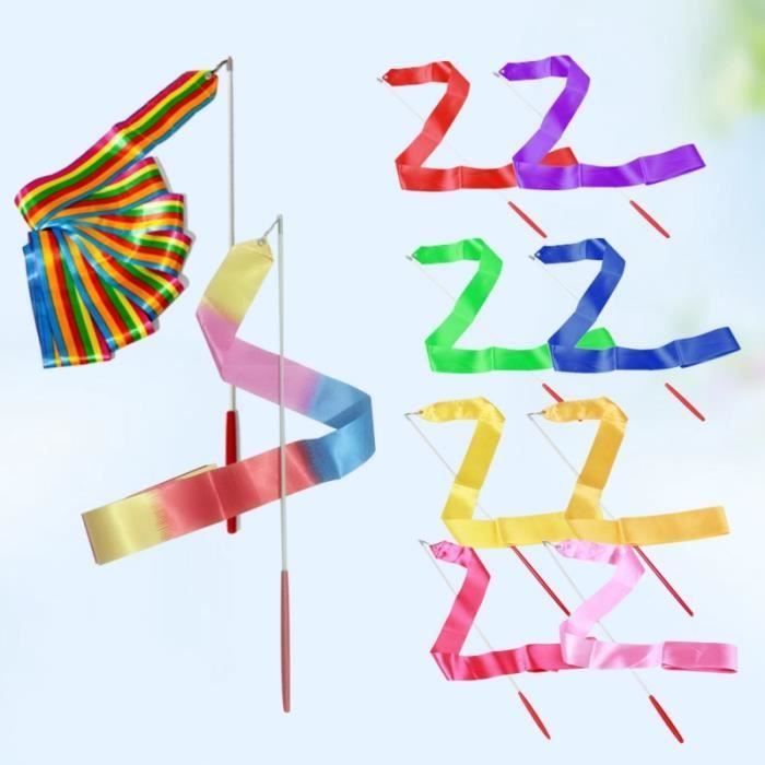 10pcs 3.2m Ruban avec bâton Tournage Twirling Baton Art Streamers Rod Gym ruban de gymnastique rythmique danse - gymnastique - gr
