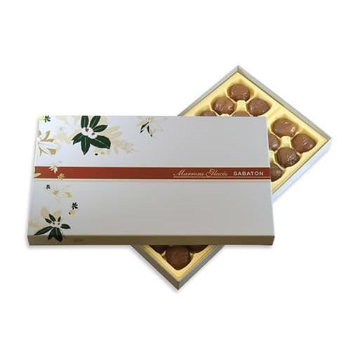 MARRONS GLACES ARDECHE SABATON cartonnage confiseur 650 gr 32 marrons emballés