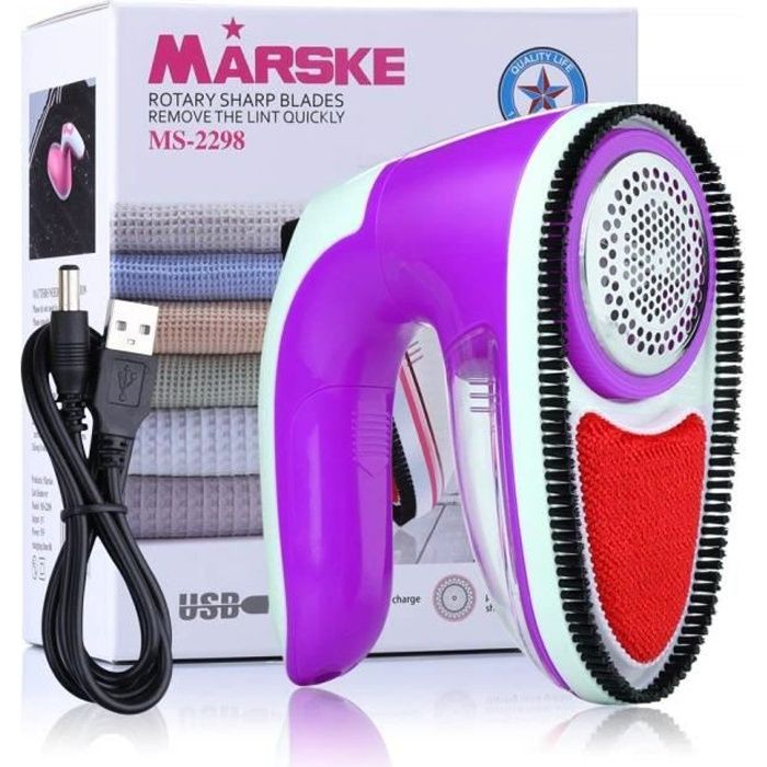 Rasoir Anti-Peluche Anti-Bouloche Rotatif Lint Remover Electrique Pour Chandails/ Vêtements/Rideaux/Tapis Violet