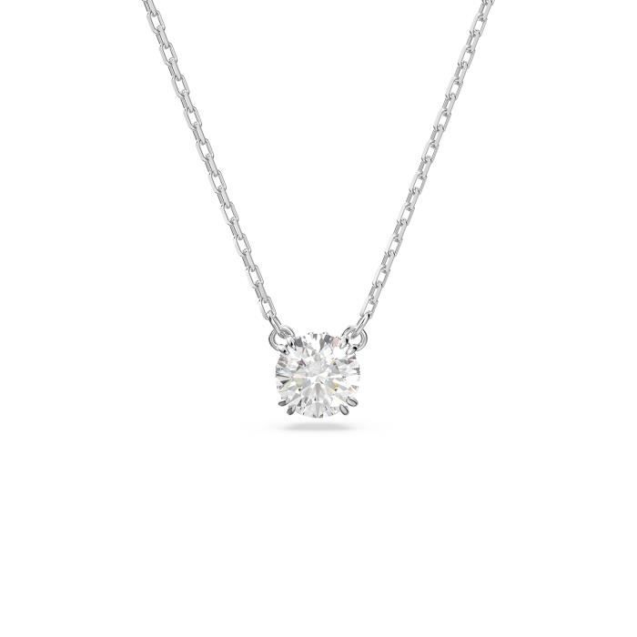 Collier femme - SWAROVSKI - Pendentif Swarovski Constella rhodié rond blanc - Couleur de la matière:Blanc