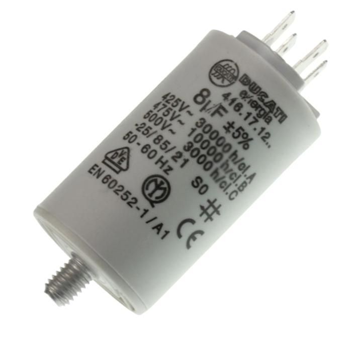Condensateur 8MF 450V (60920-16223) - Sèche-linge - BRANDT, FAGOR, VEDETTE, CURTISS, THOMSON, FAURE, FAR, LADEN, SELECLINE,