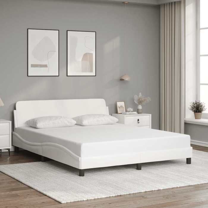 vidaXL Cadre de lit Dover blanc 160x200 cm similicuir 373219