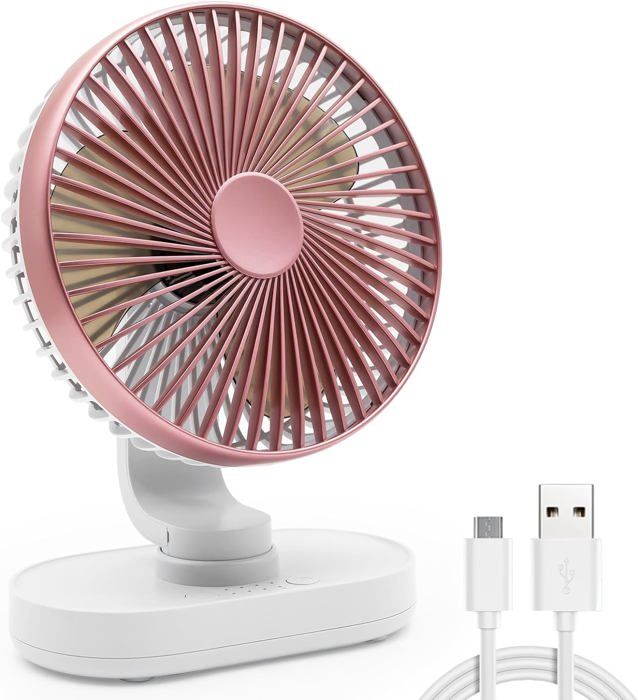 Ventilateur De Poussette Lapin Mignon Avec Oreilles - Ventilateur USB Portable Rotatif 360° Avec LED, Idéal Pour Poussette, Voiture, Bureau Et Voyage