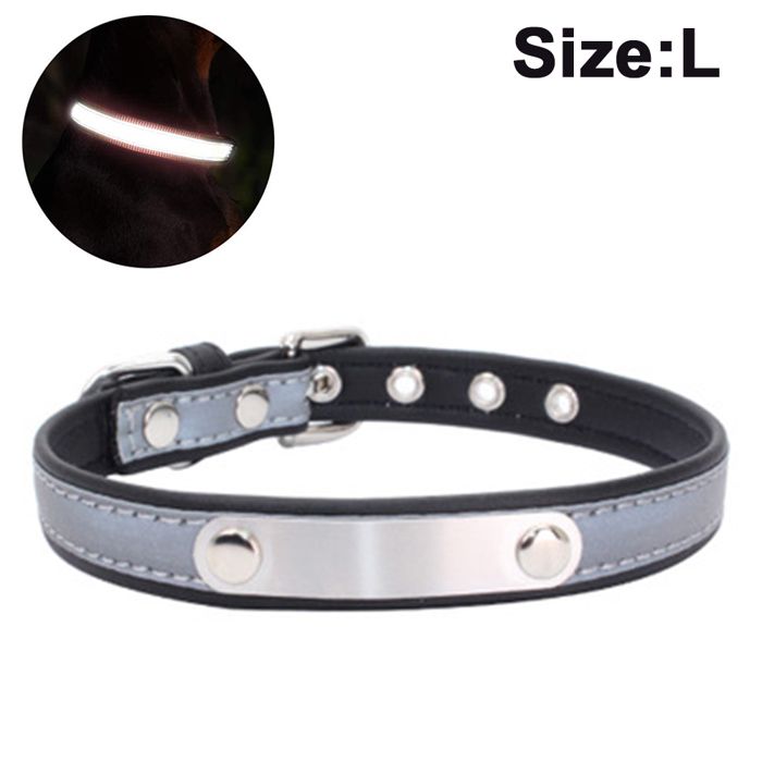 Comparer les prix de Collier chien personnalisable en cuir avec plaque gravée, disponible pour chiens de toutes tailles