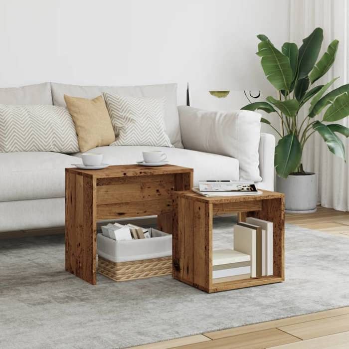 VidaXL Tables Gigognes 3 Pcs Blanc Bois D'Ingénierie - Set Table D'Appoint Empilable