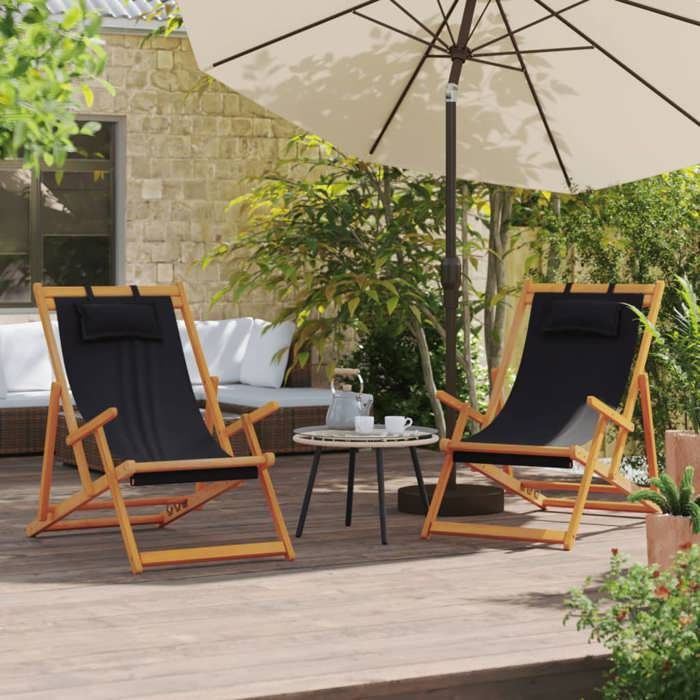 vidaXL Lot de 2 Chaises de Plage Pliables Sièges de Terrasse Chaises de Balcon Meubles de Patio Camping Jardin Extérieur