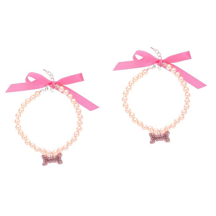 Meilleurs prix pour Lot de 2 Collier de lAnimal de Petits Colliers de Chien pour les Chiots de Chiot de Perles Décoratives Chaton Collier Rose Déli