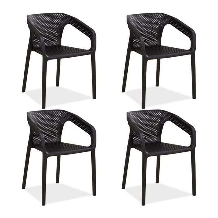 Lot de 4 chaises jardin en noir Lot de 4 chaises jardin en noir