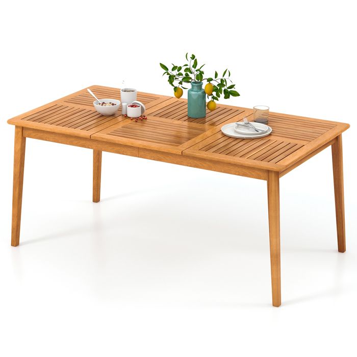 Table de Jardin - GOPLUS - 6 Personnes - Plateau 170x90CM avec Trou pour Parasol en Bois dAcacia Certifié FSC - Charge 160KG