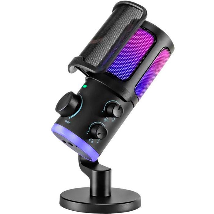 Microphone à condensateur - FIFINE - AM6 - RGB - Contrôle jeu/chat - Noir