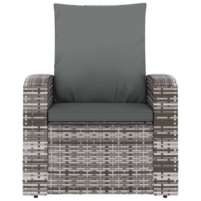 Fauteuil inclinable de jardin - Dossier Réglable - avec coussins gris résine tressée(93244) ZLH