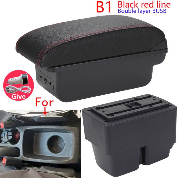Accoudoir Central Pour Ford Fiesta MK7 2009-2017 - Noir, Avec Rangement 2 Niveaux Et Ports USB - Compatible Intérieur D'origine - 8