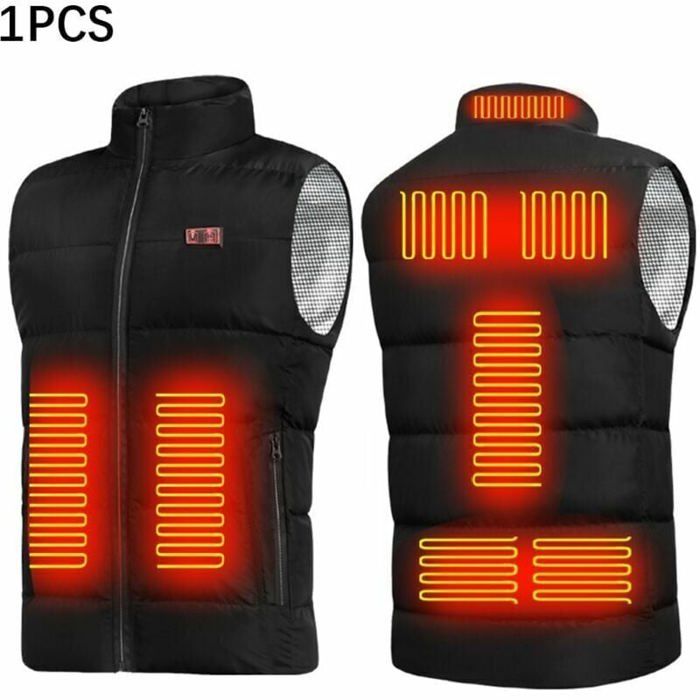 Veste Chauffante USB 9 Zones – 3 Niveaux Température (Homme Femme – Pour Moto Randonnée – Noir Taille M)