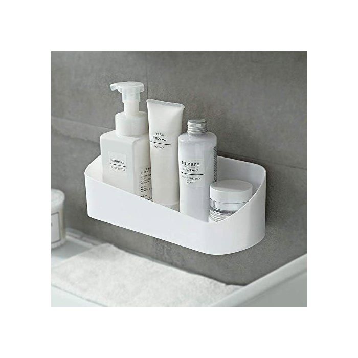 ®RisingFF Étagère murale de salle de bain organiseur dépices sans perçage étagère de douche blanc