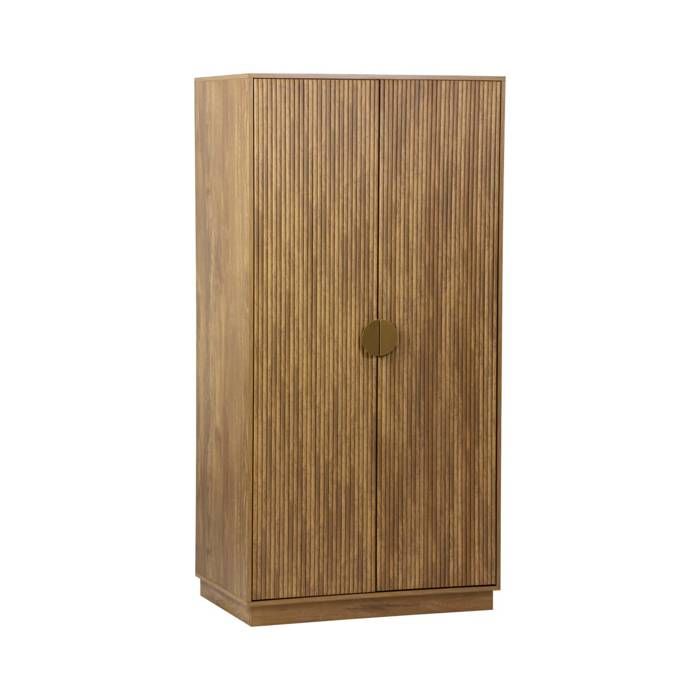 sweeek - Armoire dressing décor bois de manguier rainuré 2 portes et penderie CELIAN sweeek - Armoire dressing décor bois de manguier rainuré 2 portes et penderie CELIAN