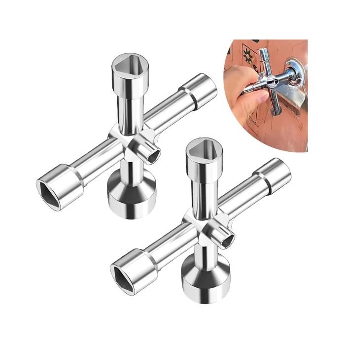 Clé Triangle 4 Voies 5 Tailles (7,10,12,13,18mm) - Clé Universelle Pour Compteur Eau/gaz, Armoires | En Alliage De Zinc, Trou Pour Porte-clés - 7