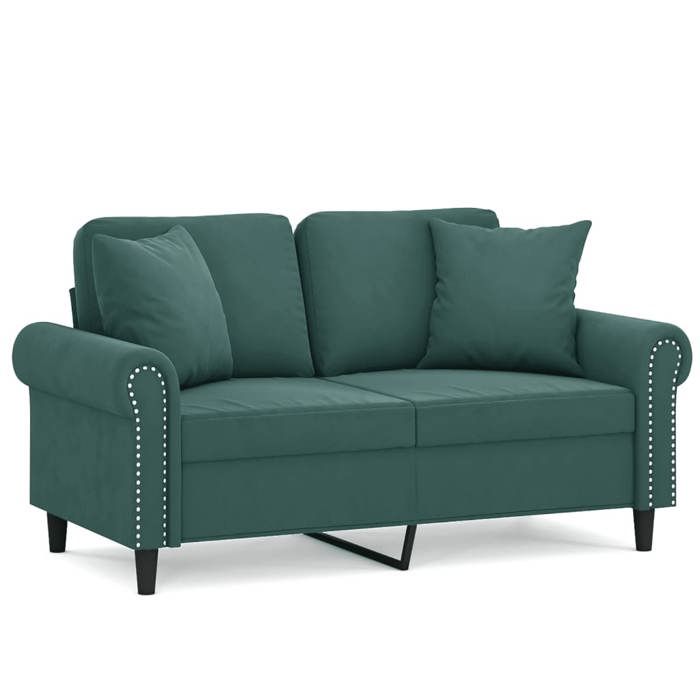 LMT - TOP@Canapé 2 places - Design accoudoirs - Sofa 2 personnes Classique - avec oreillers vert foncé 120 cm velours CC119