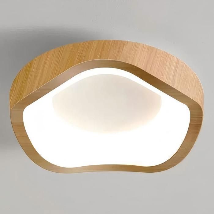 WOTTES Plafonnier LED Style Moderne - 12W Blanc froide IP54 Imperméable Bois Lampe de Plafond Pour Salle de Bain - 1pcs Uni Ø20CM