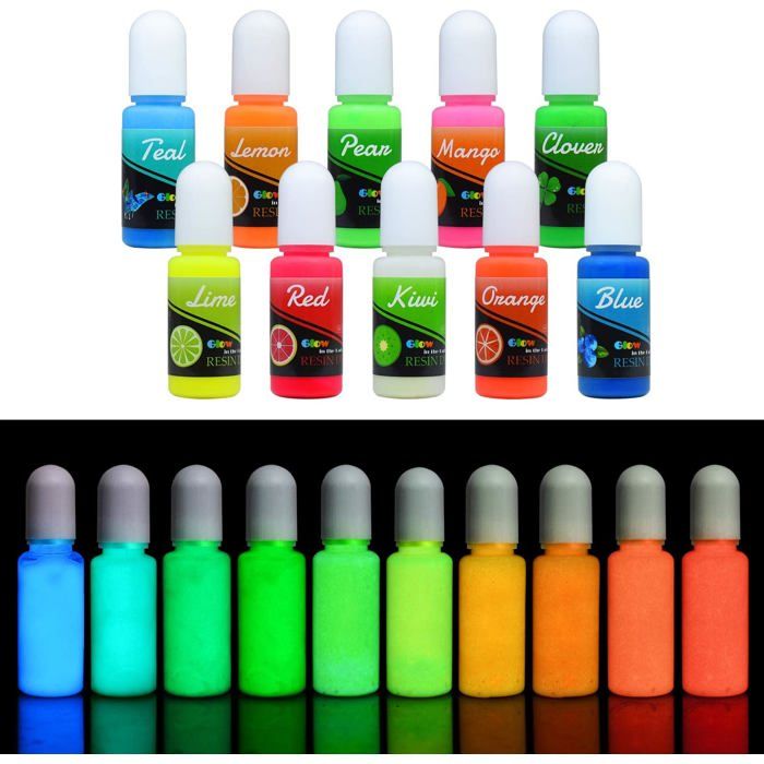 Colorant de Résine, Opération Simple, Pigment de Résine époxy à Haute Concentration Sûr pour la Fabrication de Bijoux de Vêtements (Set 9 Blanc, Gris Argent, Or, Noir