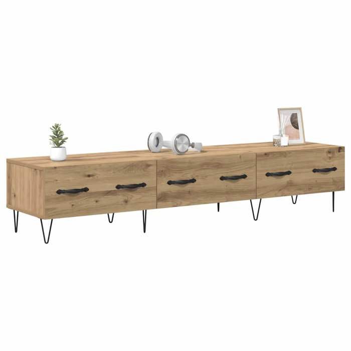Meuble TV moderne - vidaXL - Chêne artisanal - Bois dingénierie - 150x36x30 cm - Avec tiroir - Poids maximal 60 kg