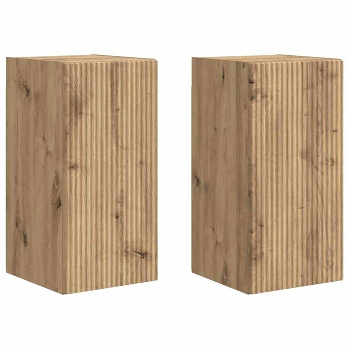Meuble TV mural moderne - vidaXL - Chêne Artisan - Bois dingénierie - 30x31x60 cm - 2 portes - 2 étagères