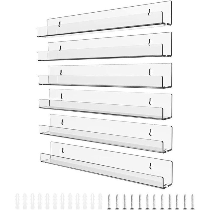 Étagères murales en acrylique - ZOR® - ZOR® - Lot de 6 - 305 cm - Transparent