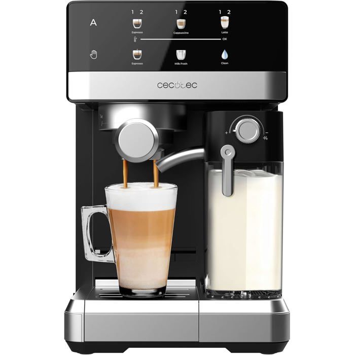Machine expresso semi automatique - TURBIX - Power Espresso 20 Touch & Cream - 20 bars - Thermoblock 1350W - Réservoir 18L - Turbix