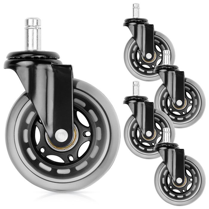 Roues pour fauteuil en caoutchouc - Vilde - 75 cm - 11 mm - 5 pièces - Silencieuses - Durables - Protection du sol