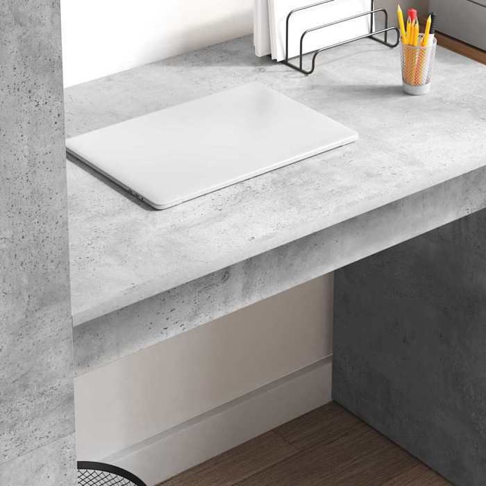 (SOLDES dété)Bureau à domicile - CLARENCE® - Gris béton 113 x 54 x 120 cm Bois dingénierie - Table de travail(1 pc) 6423418