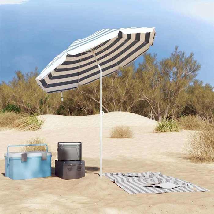 Promotion mars * Parasol de jardin - ANTI-UV - Parasol debout/ anti-décoloration - Bleu et Blanc 161x161x193 cm Polyester_8119875