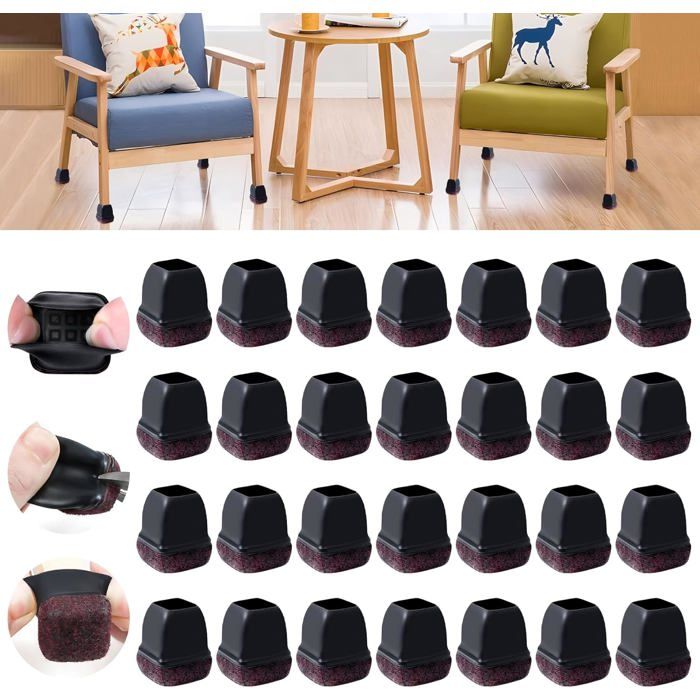 Patins de chaise en silicone - Unbrand - Silicone durable - Feutre intégré - Épaisseur 5 mm - Réduit les rayures